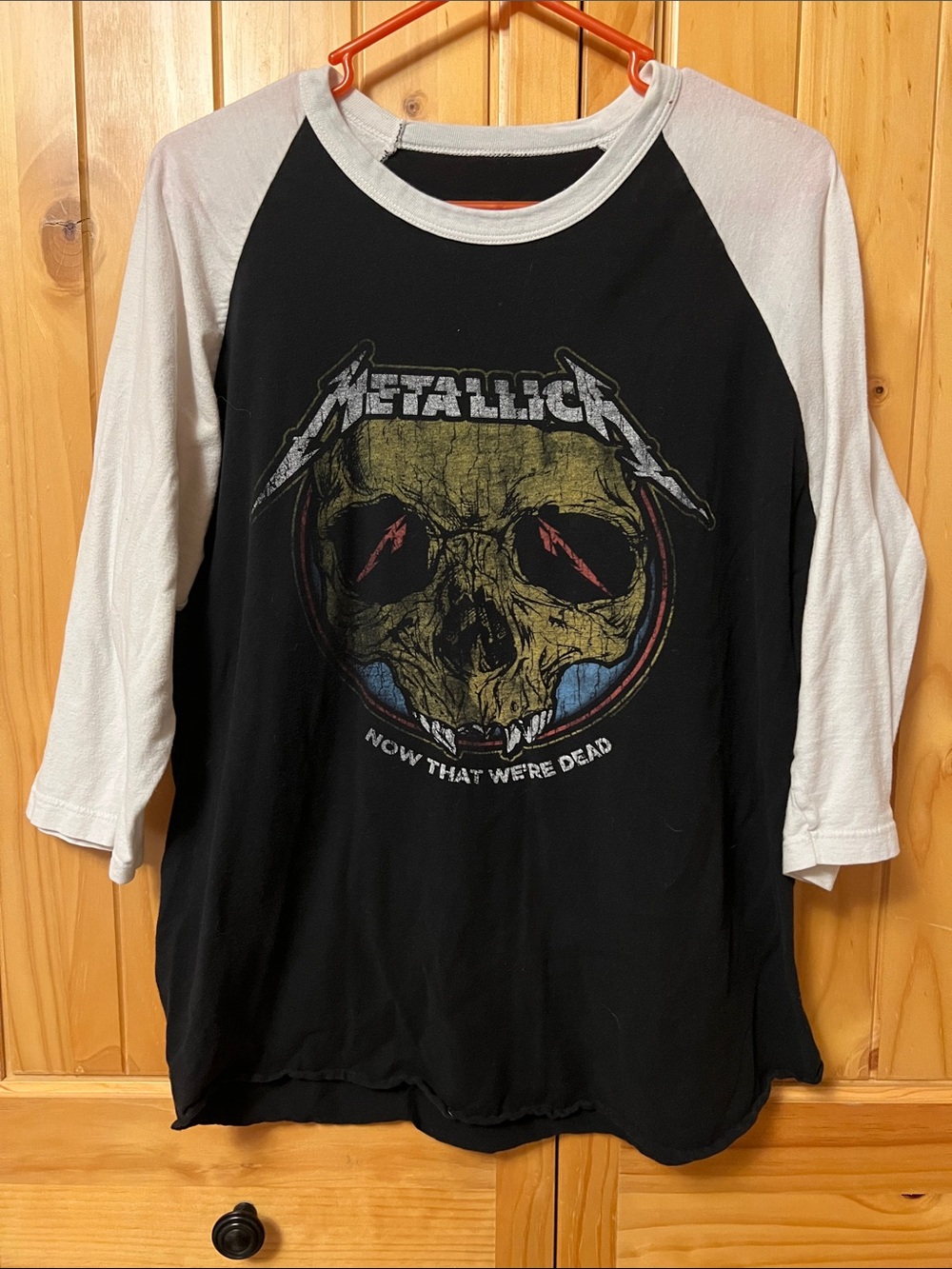 Black & White Raglan Graphic Tee - Skull Design